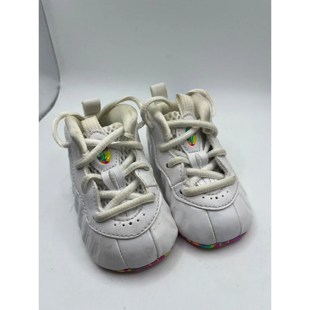 Nike Baby Toddler White Foams Sneakers Rainbow Sole Shoes Size‎ 2C